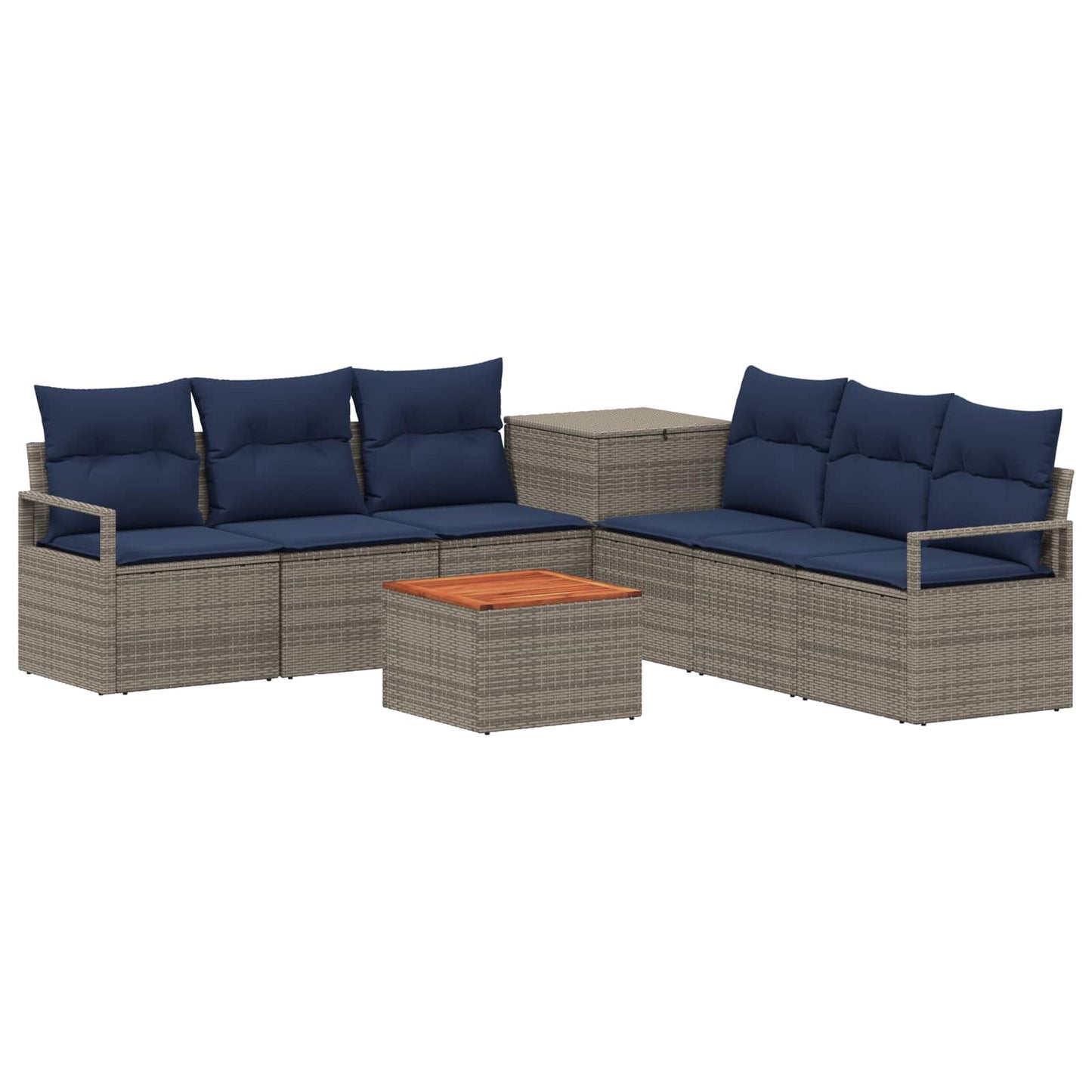 vidaXL Σετ Καναπέ 8 τμχ. Γκρι και Navy Blue Πολυ-ρακί και Χάλυβας