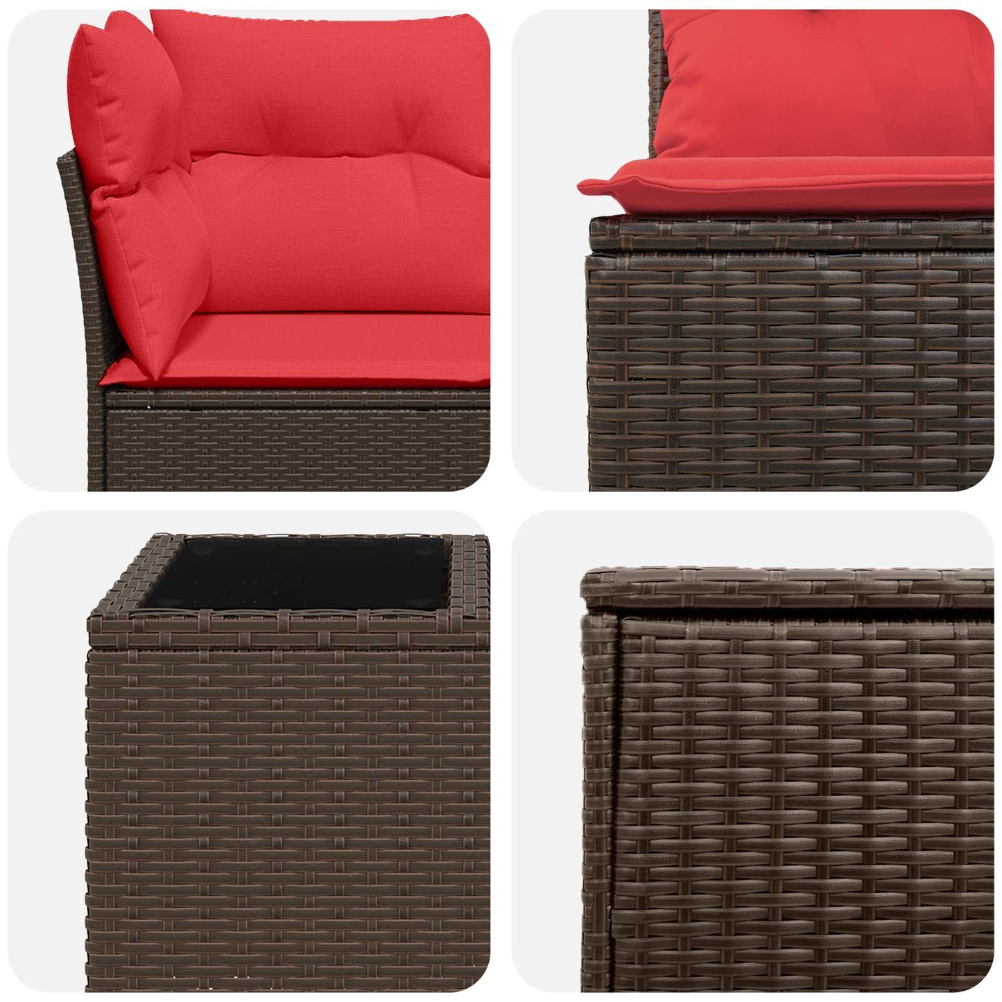 vidaXL Σετ Καναπέ 8 τμχ. Καφέ και Κόκκινο Πολυ-ρακί και Χάλυβας