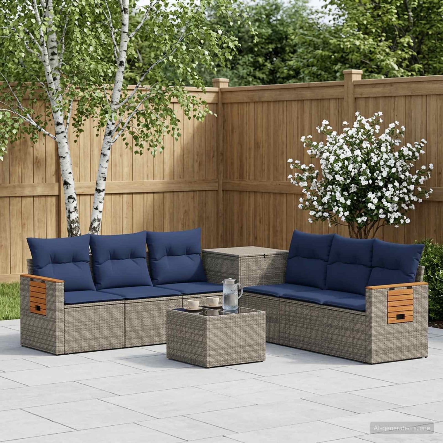 vidaXL Σετ Καναπέ 8 τμχ. Γκρι και Navy Blue 55 x 55 x 37 εκ