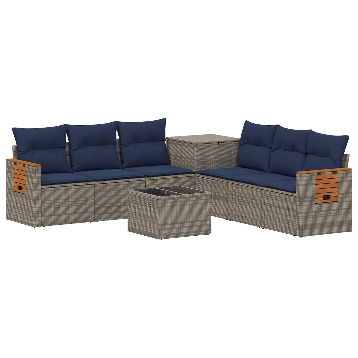 vidaXL Σετ Καναπέ 8 τμχ. Γκρι και Navy Blue 55 x 55 x 37 εκ