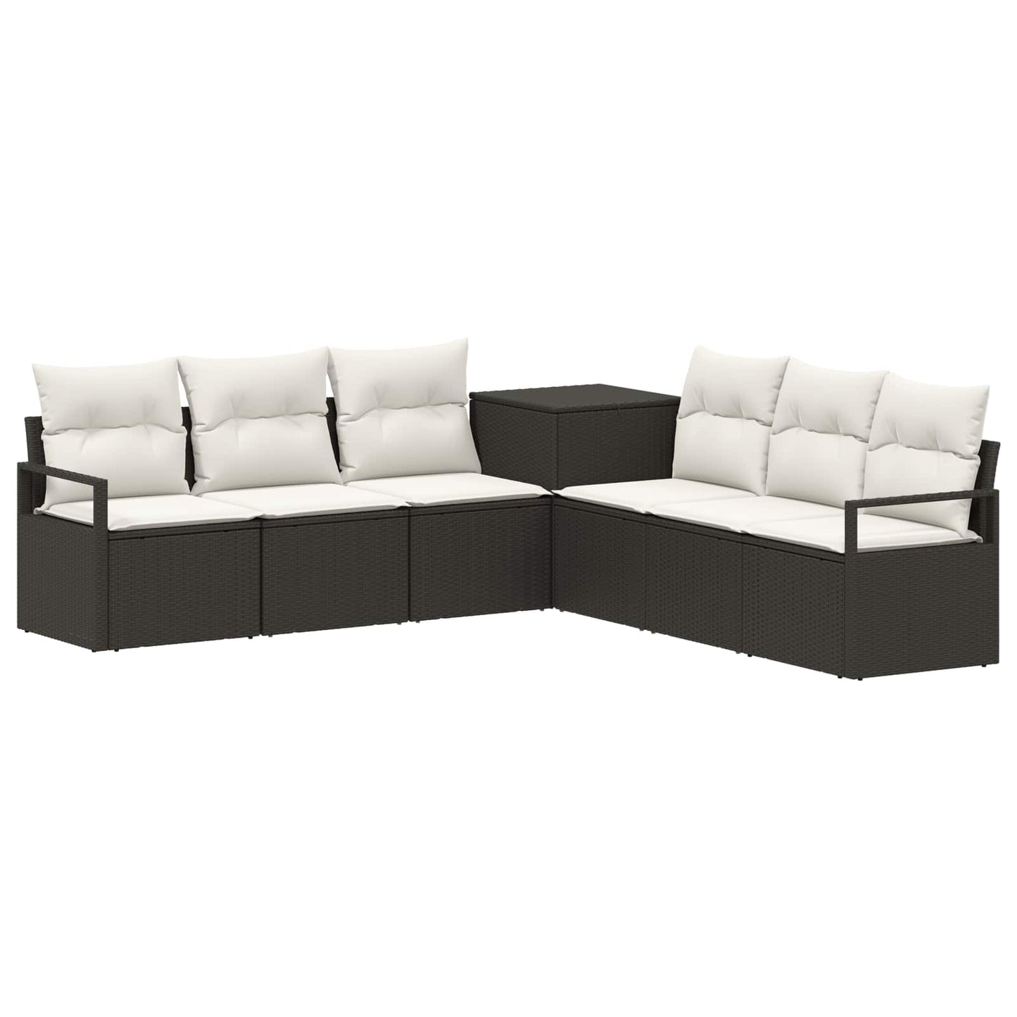 vidaXL Σετ Καναπέ 7 τμχ. Μαύρο και Κρεμ Λευκό 120 x 62 x 69 εκ