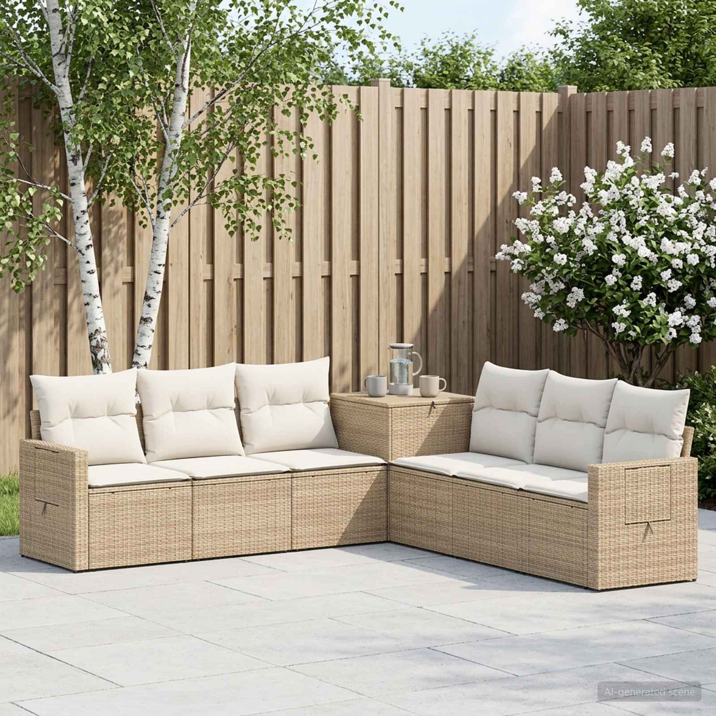 vidaXL Σετ Καναπέ 7 τμχ. Μπεζ και Κρέμ 234 x 234 x 85 εκ