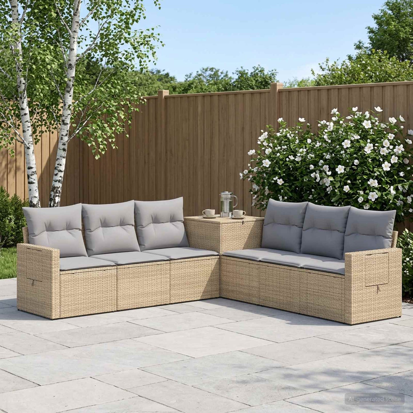vidaXL Σετ Καναπέ 7 τμχ. Μπέζ και Ανοιχτό Γκρι 234 x 234 x 85 εκ
