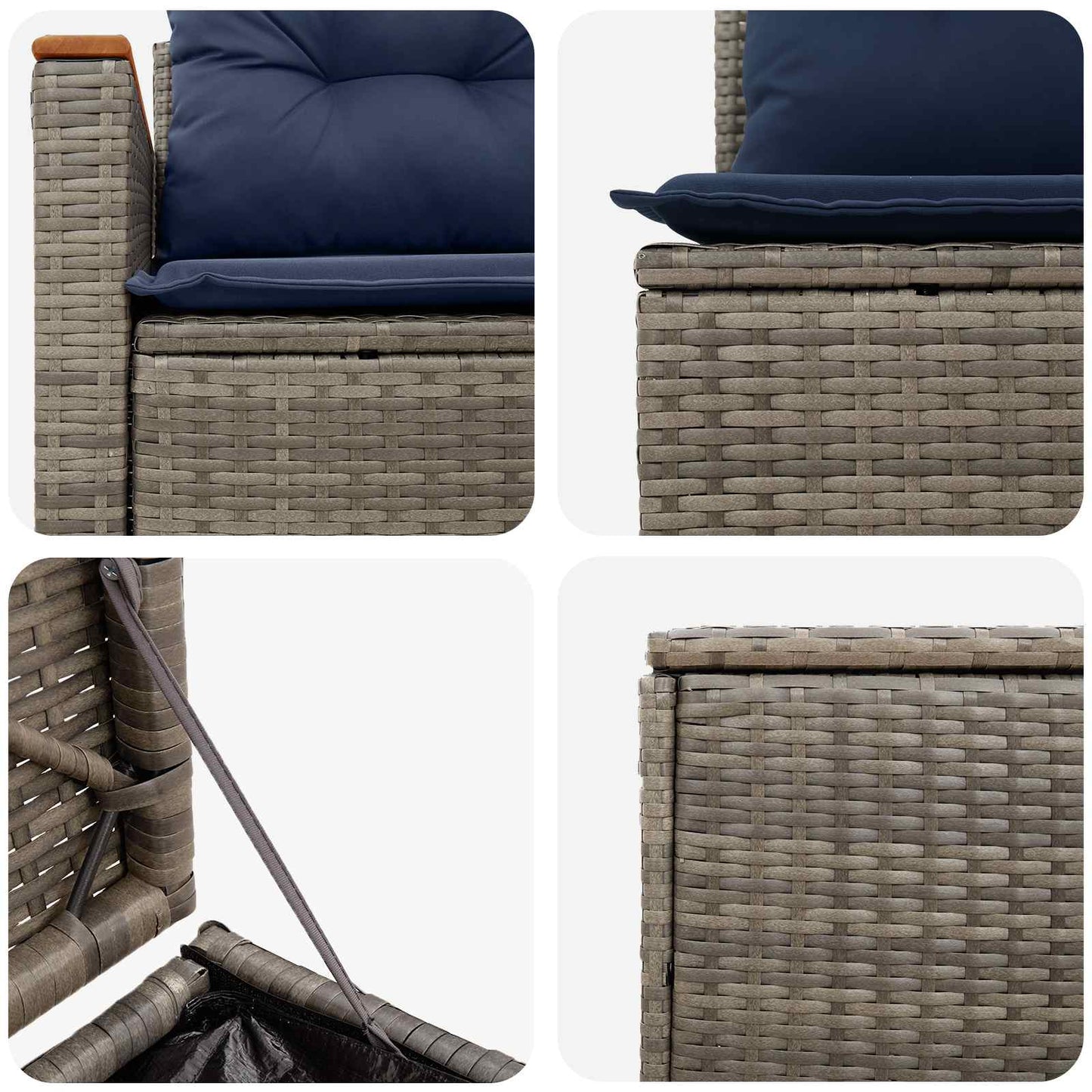 vidaXL Σετ Καναπέ 7 τμχ. Γκρι και Navy Blue Πολυ-ρακί και Χάλυβας