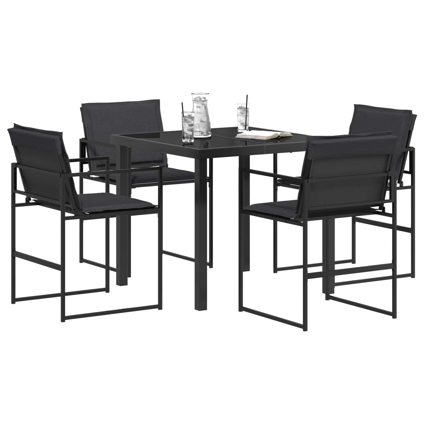 vidaXL Σέτ φαγητού για κήπο 5 pcs Μαύρο και Σκούρο γκρι