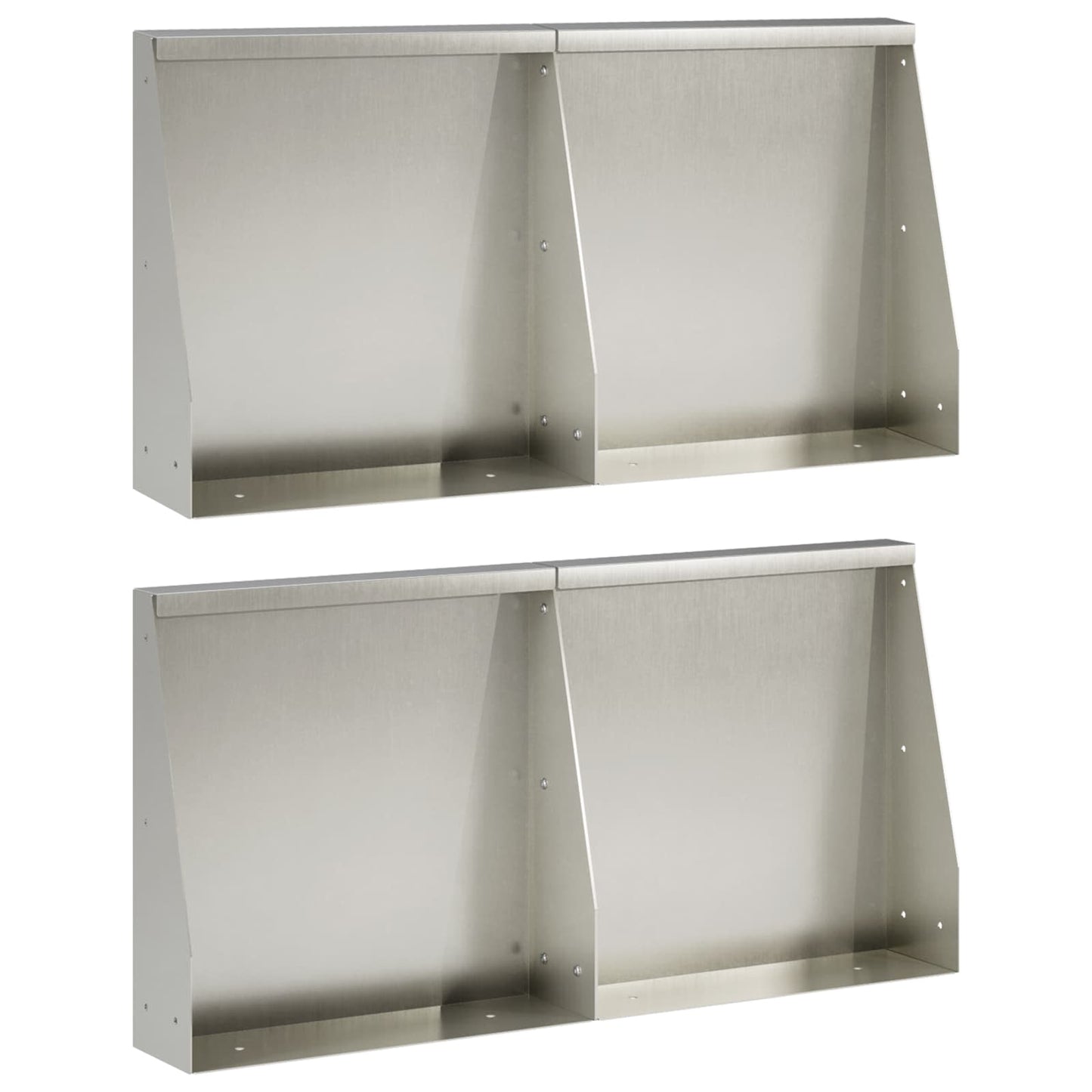 vidaXL Τοίχος Στήριξης 4 τμχ. 40 x 12 x 30 εκ. Ανοξείδωτο Ατσάλι Ασημί