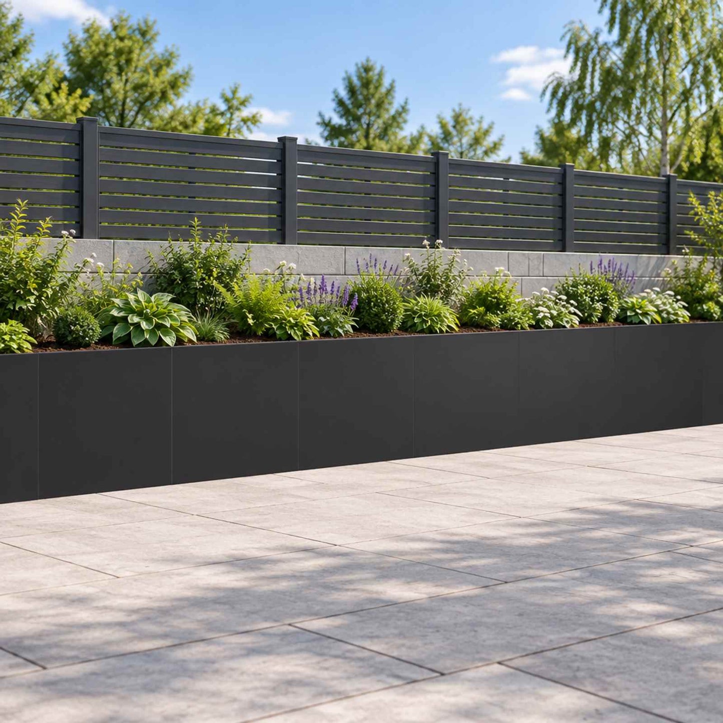 vidaXL Τοίχος Στήριξης 6 τμχ. 40 x 12 x 50 εκ. Ατσάλι Μαύρο