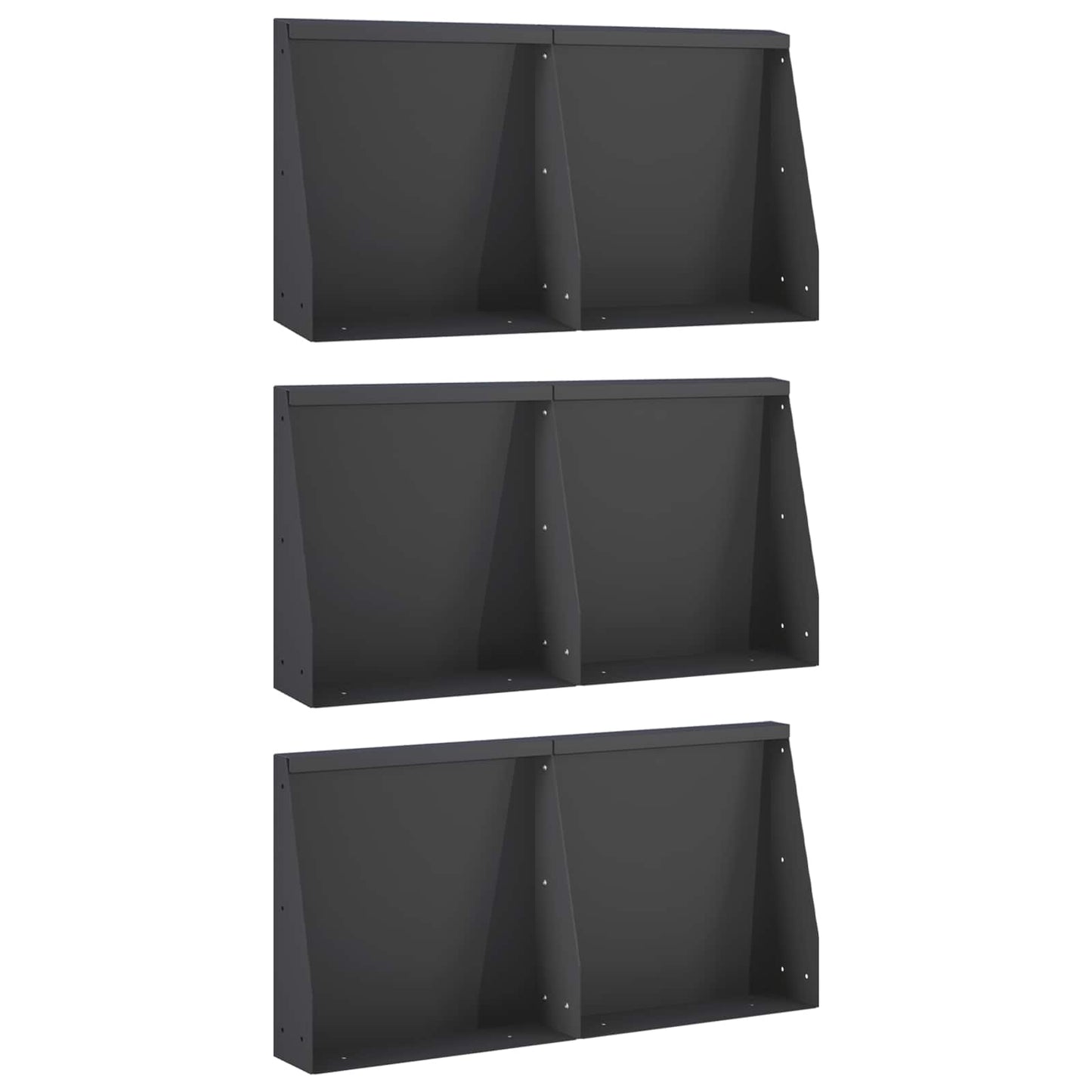 vidaXL Τοίχος Στήριξης 6 τμχ. 40 x 12 x 50 εκ. Ατσάλι Μαύρο