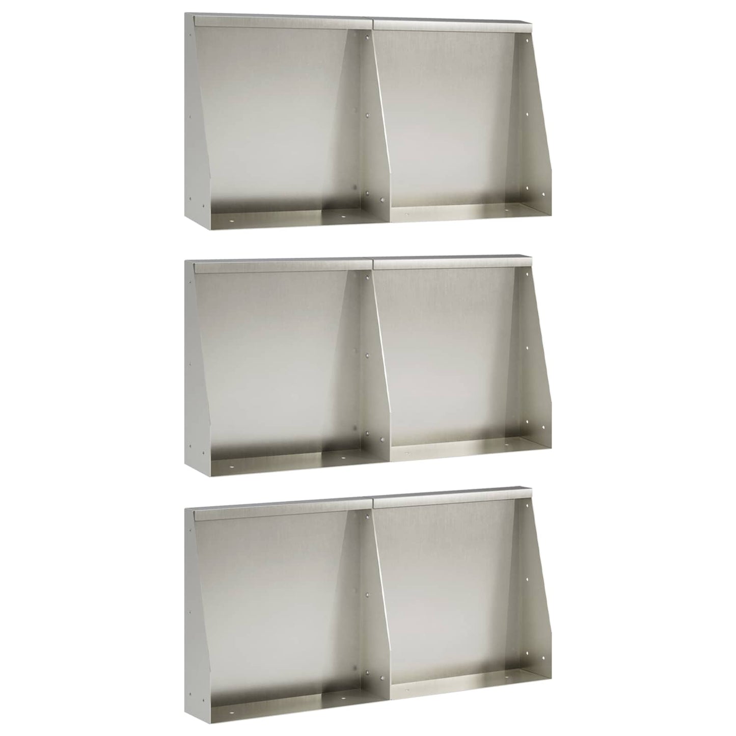 vidaXL Τοίχος Στήριξης 6 τμχ. 40 x 12 x 50 εκ. Ανοξείδωτο Ατσάλι Ασημί