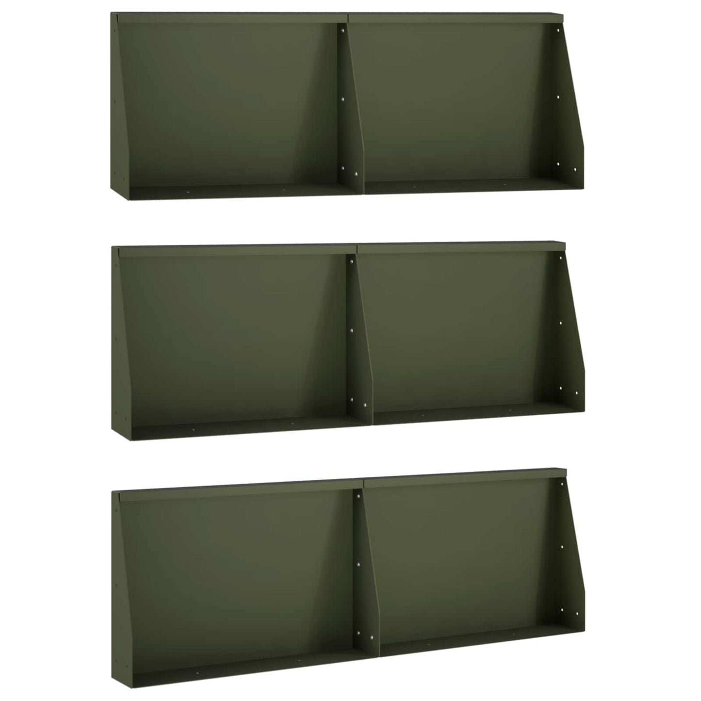 vidaXL Τοίχος Στήριξης 6 τμχ. 60 x 12 x 40 cm Ατσάλι Λαδί