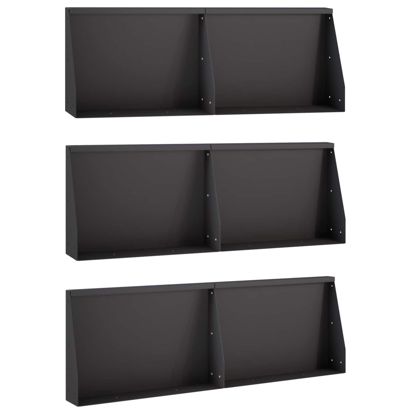 vidaXL Τοίχος Στήριξης 6 τμχ. 60 x 12 x 50 εκ. Ατσάλι Μαύρο