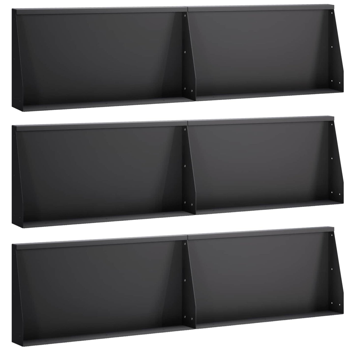 vidaXL Τοίχος Στήριξης 6 τμχ. 80 x 12 x 40 εκ. Ατσάλι Μαύρο