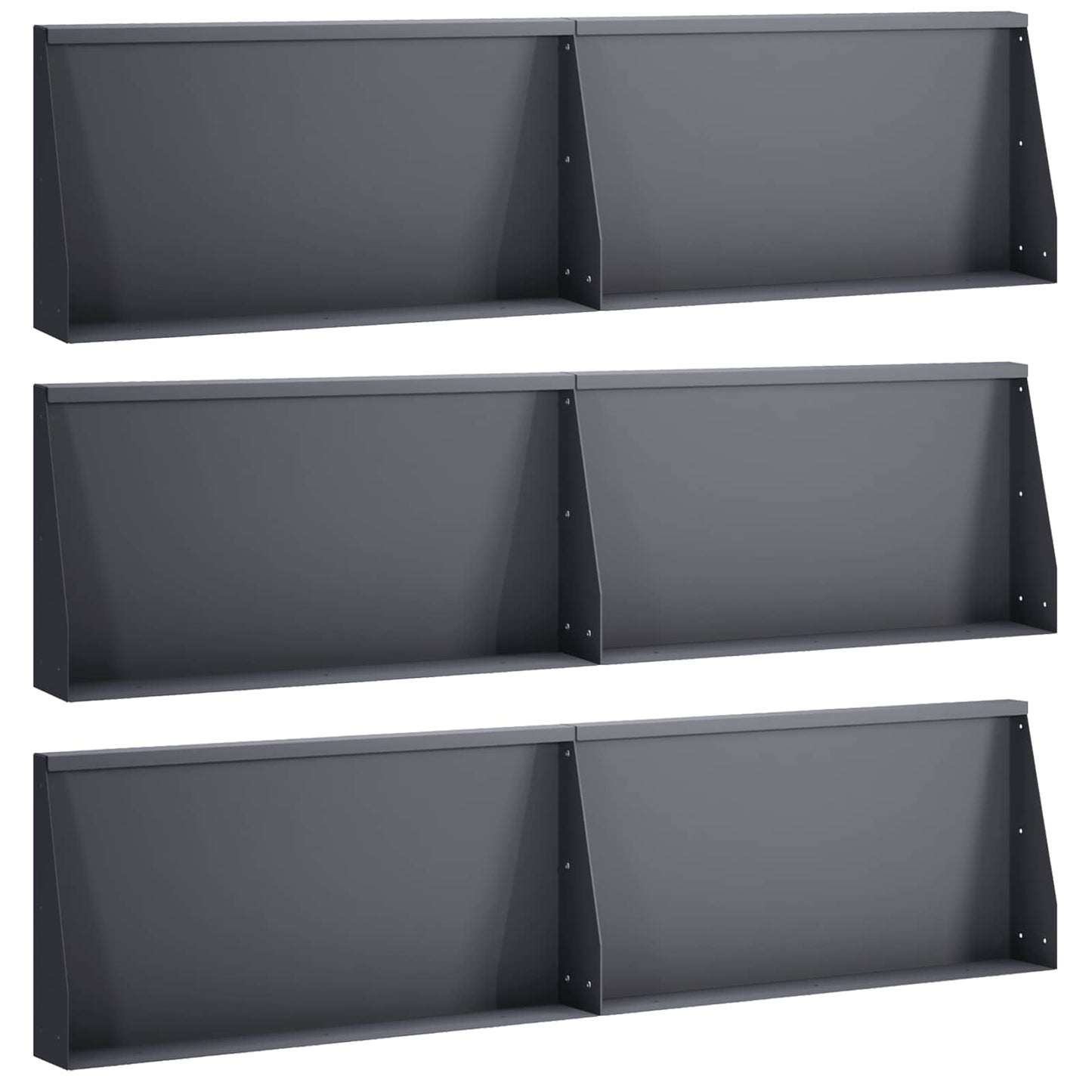 vidaXL Τοίχος Στήριξης 6 τμχ. 80 x 12 x 50 εκ. Ατσάλι Ανθρακί