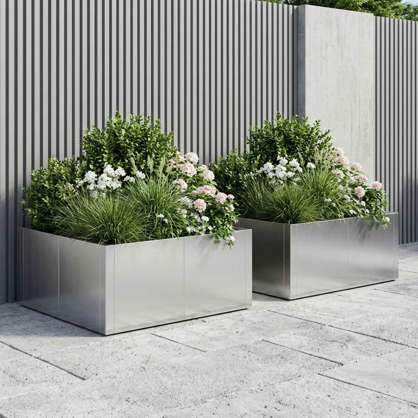 vidaXL Τοίχος Στήριξης 4 τμχ. 100 x 100 x 30 cm Ανοξείδωτο Ατσάλι