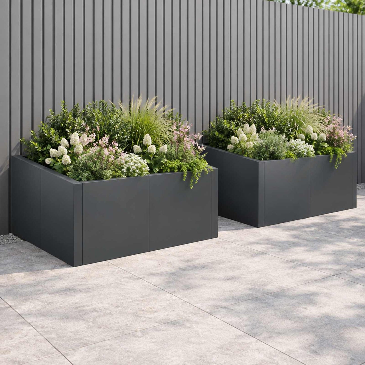 vidaXL Τοίχος Στήριξης 4 τμχ. 100 x 100 x 40 cm Ατσάλι Ανθρακί