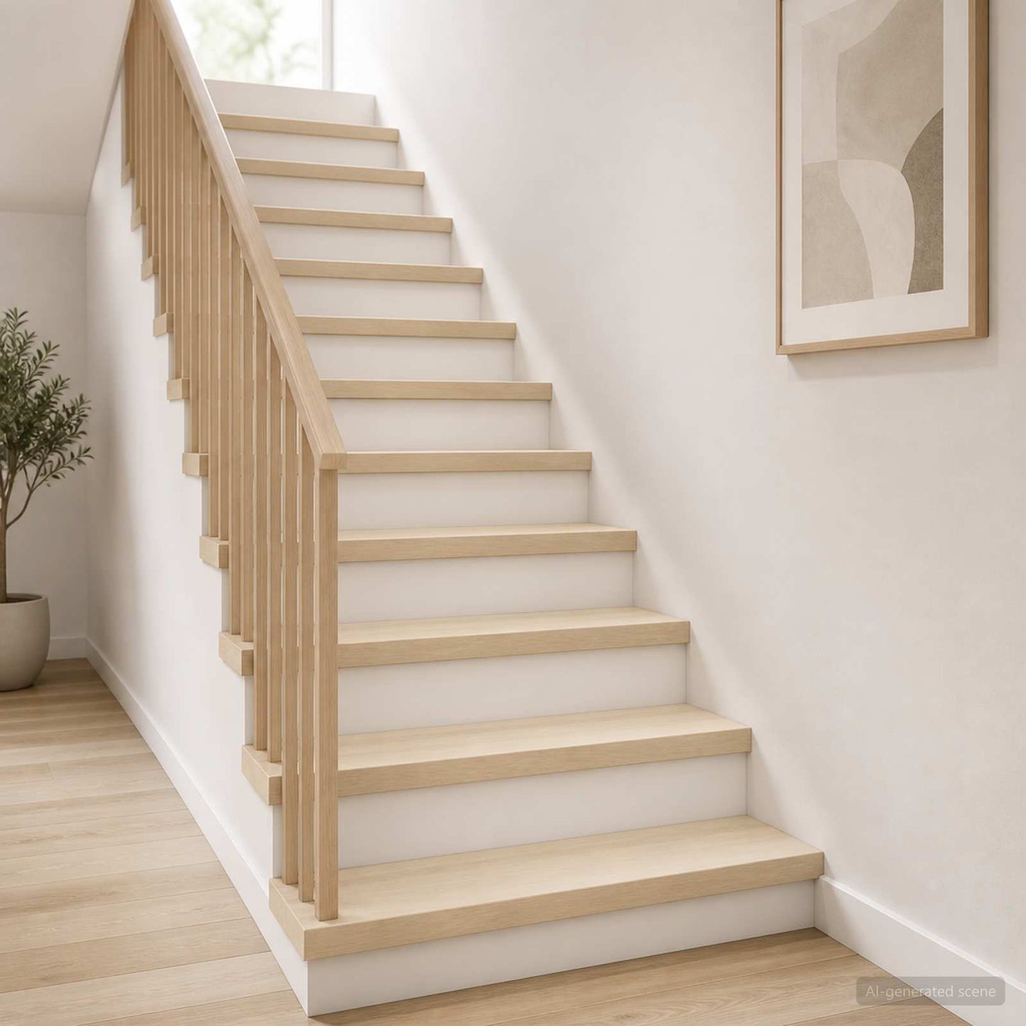 vidaXL Σκαλοπάτι 4 τεμ. 110 x 25 x 2 cm Λευκό Στερεό Ξύλο Δρυός