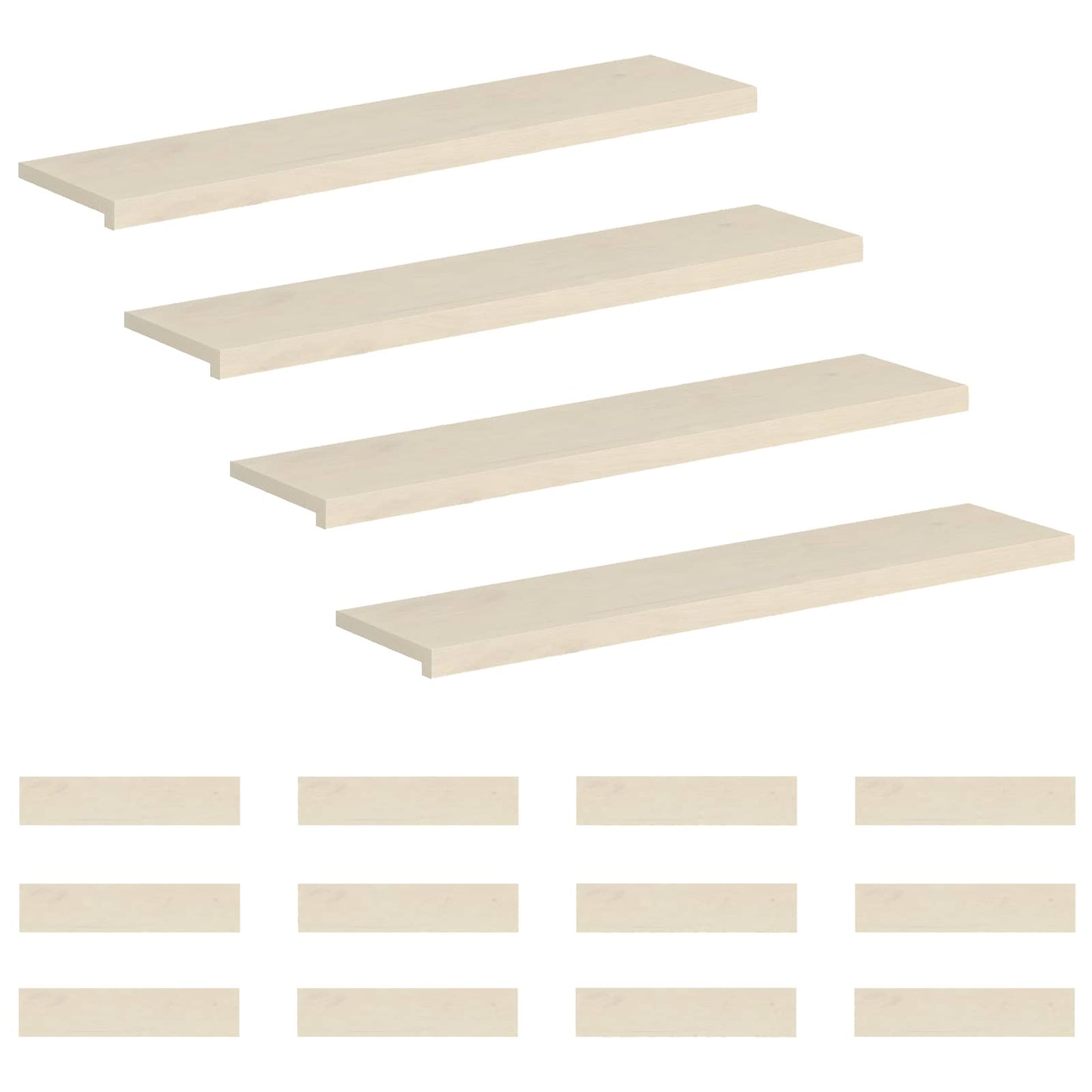vidaXL Σκαλοπάτι 16 τεμ. 120 x 25 x 2 cm Λευκό Στερεό Ξύλο Δρυός