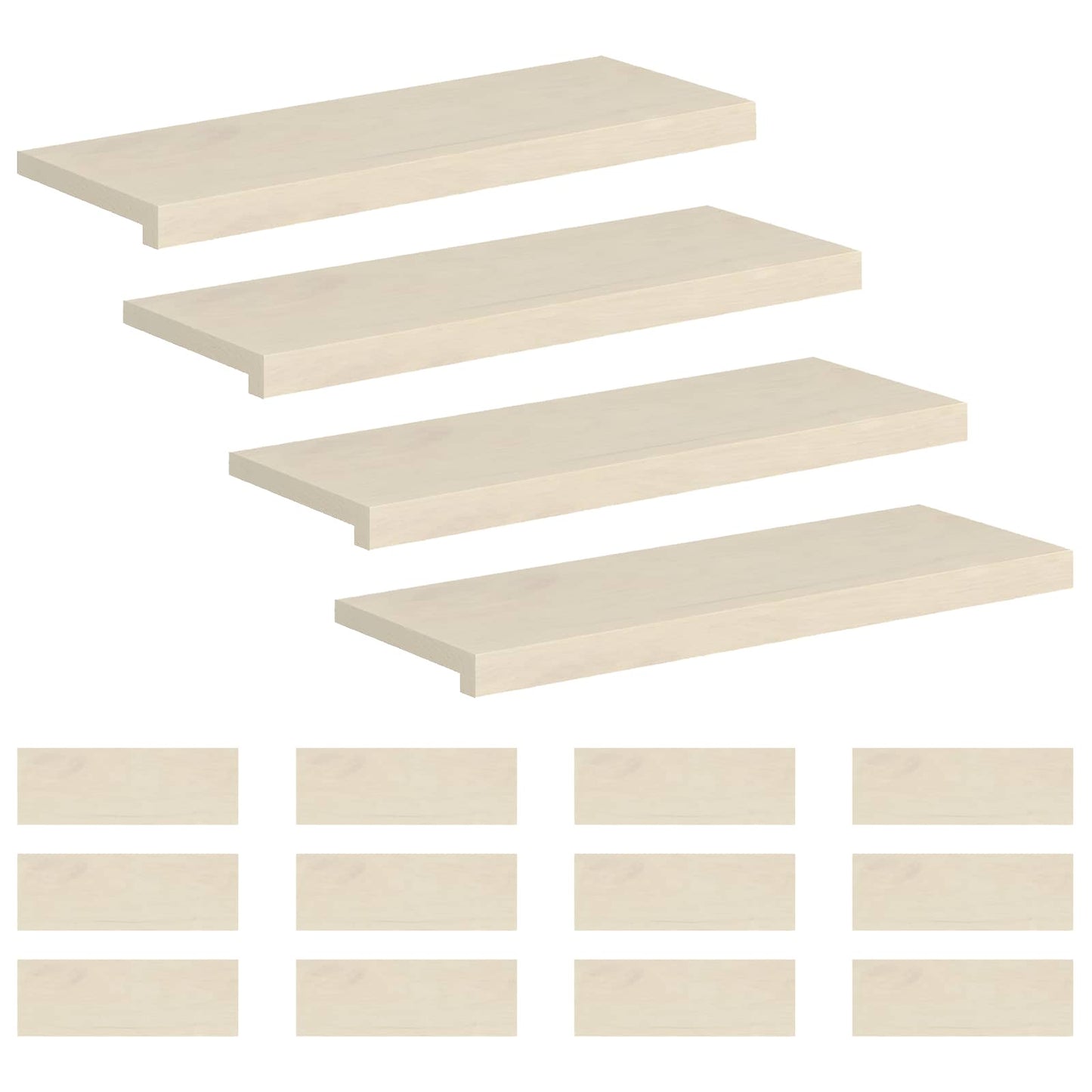 vidaXL Σκαλοπάτι 16 τεμ. 80 x 30 x 2 cm Λευκό Στερεό Ξύλο Δρυός