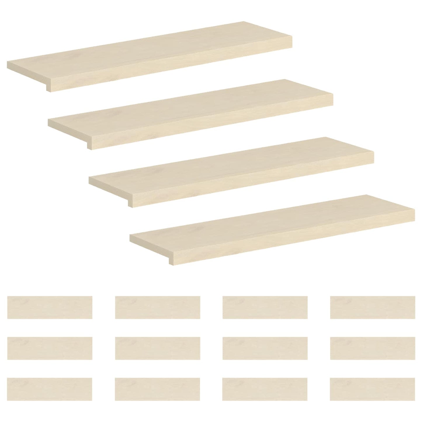 vidaXL Σκαλοπάτι 16 τεμ. 90 x 30 x 2 cm Λευκό Στερεό Ξύλο Δρυός