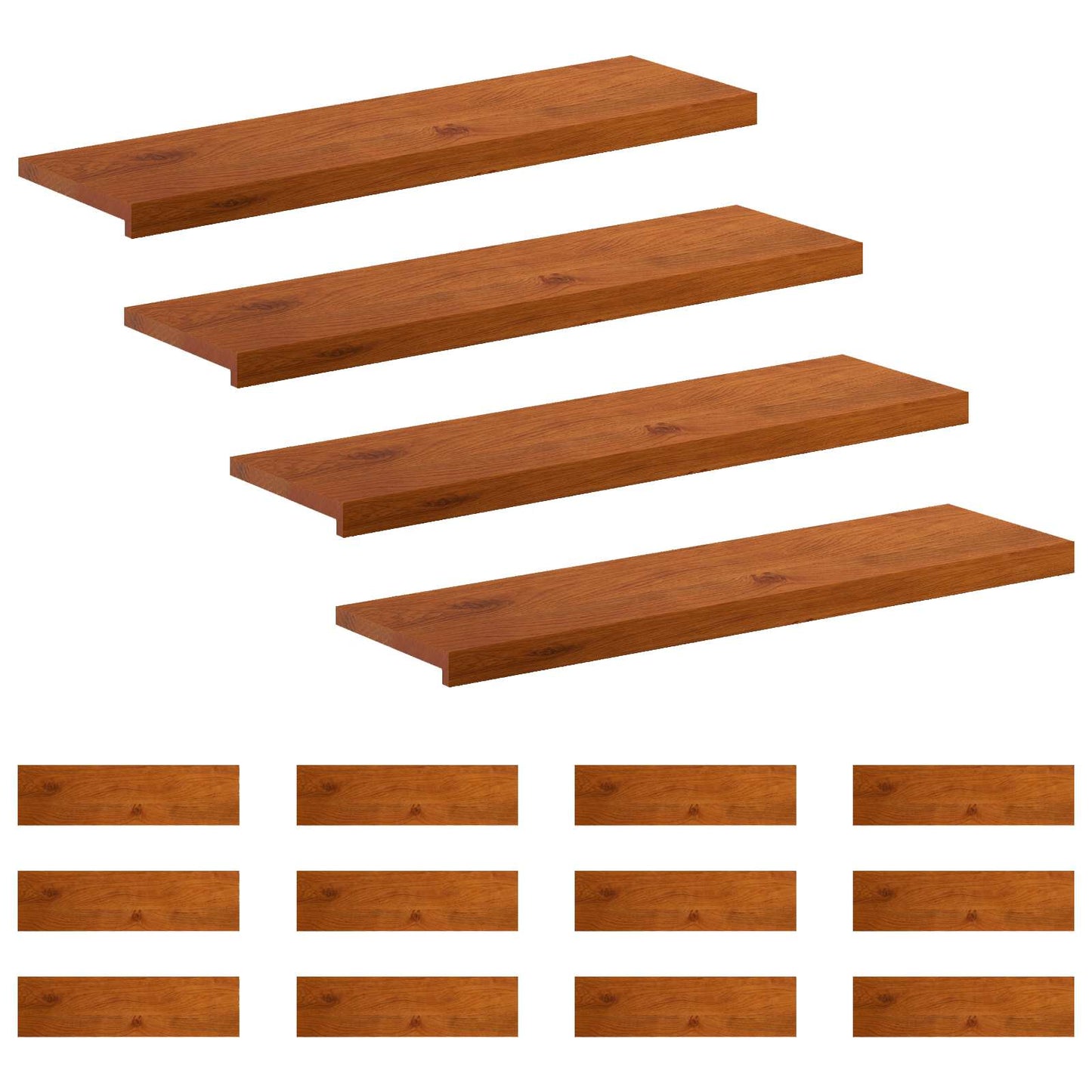vidaXL Σκαλοπάτι 16 τεμ. 100 x 30 x 2 cm Καφέ Στερεό Ξύλο Δρυός