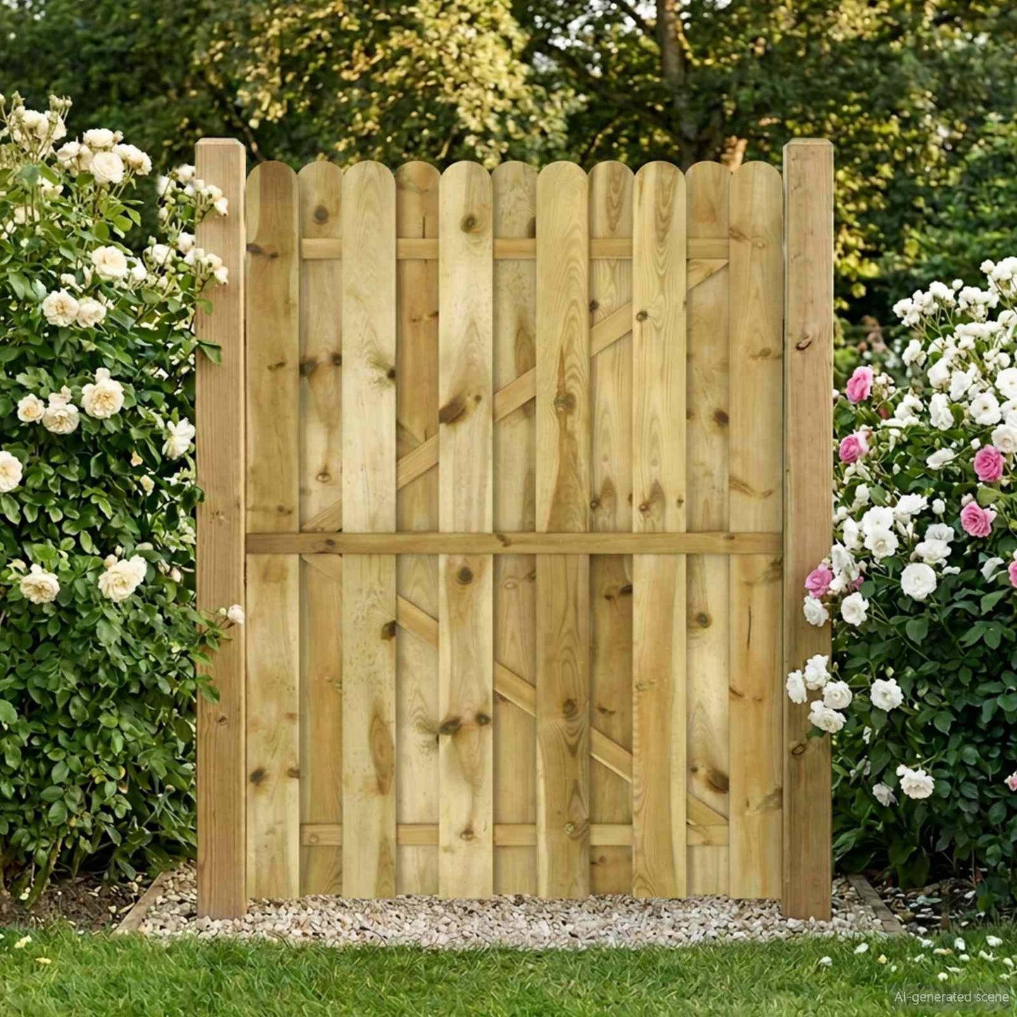 vidaXL Πύλη Κήπου 100 x 150 cm Μασίφ Ξύλο Πεύκου Πράσινο