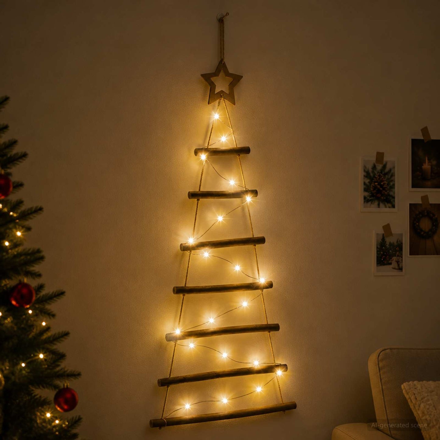 vidaXL Κρεμαστό Χριστουγεννιάτικο Δέντρο 90 εκ. 30 LED Θερμό λευκό