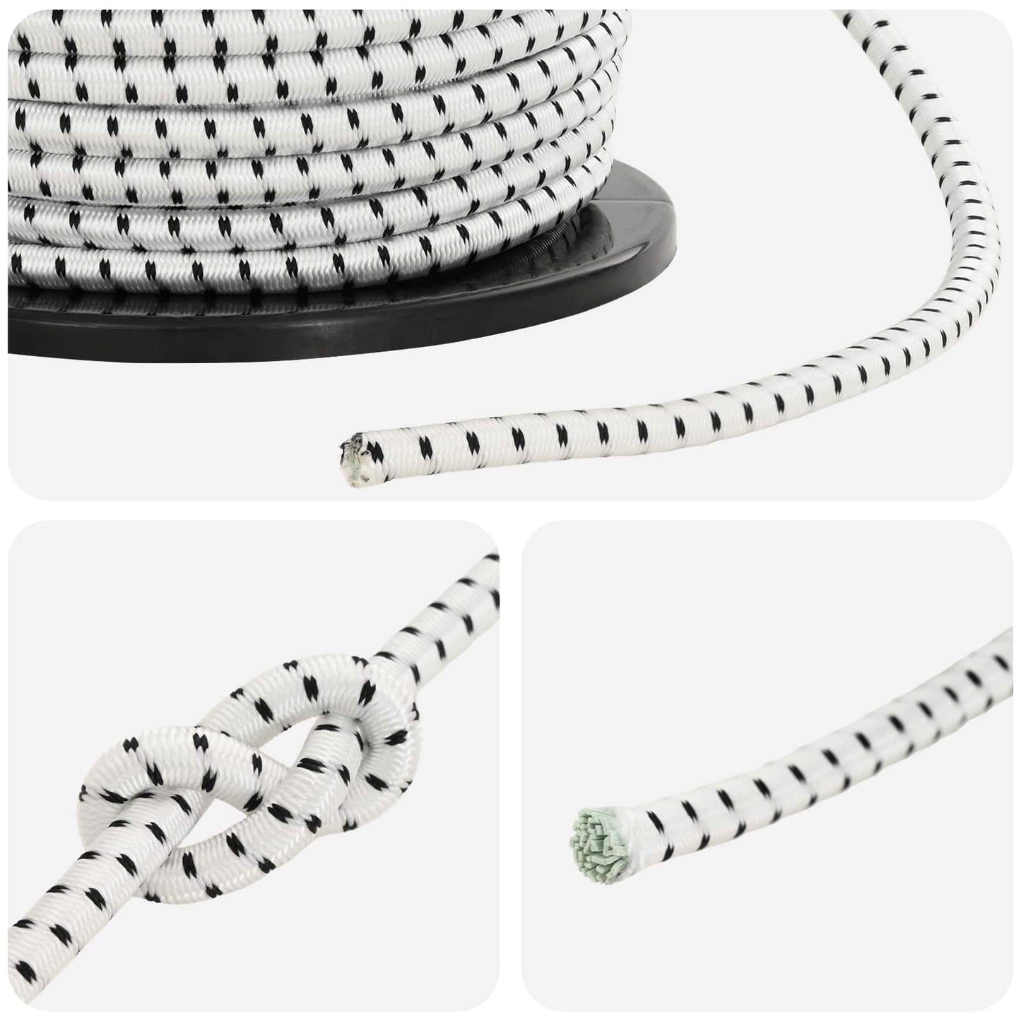 vidaXL Σχοινιά Bungee 8 mm Μαύρο και Λευκό PP και καουτσούκ