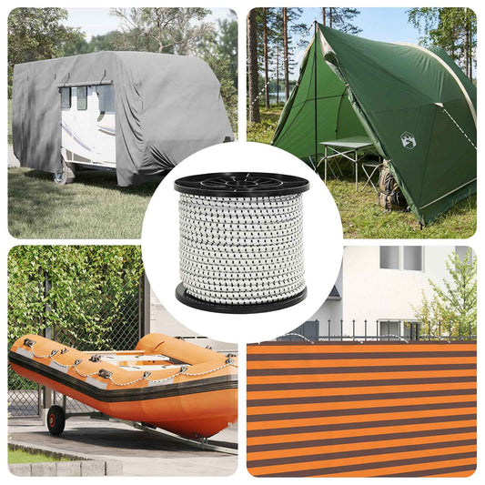 vidaXL Σχοινιά Bungee 10 mm Μαύρο και Λευκό PP και καουτσούκ