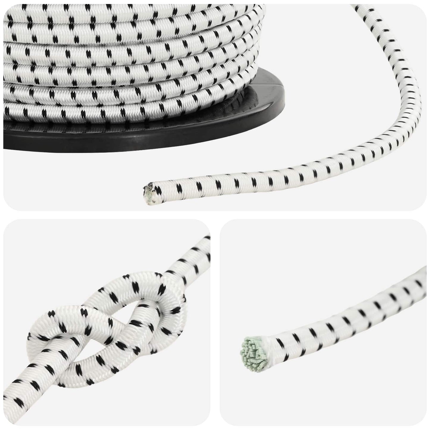vidaXL Σχοινιά Bungee 10 mm Μαύρο και Λευκό PP και καουτσούκ