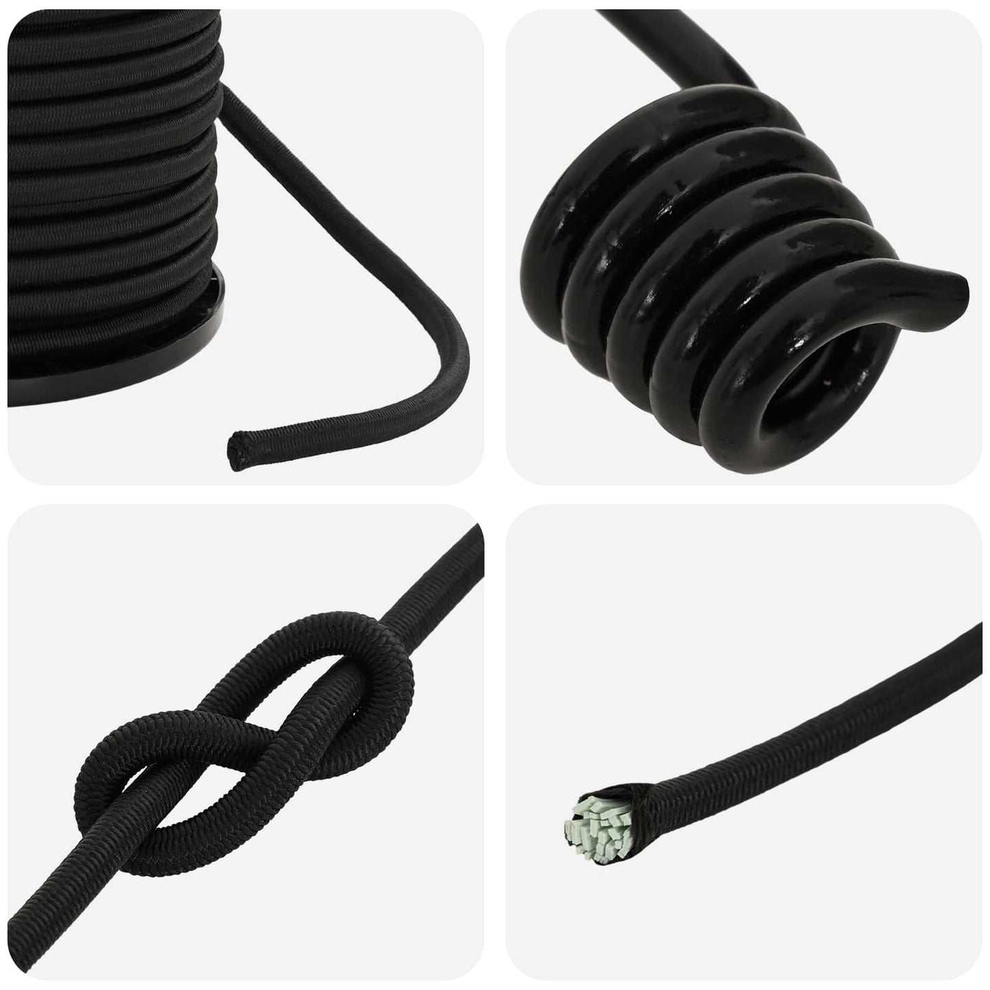 vidaXL Σχοινιά Bungee με Γάντζους 4 mm Μαύρο PP και καουτσούκ