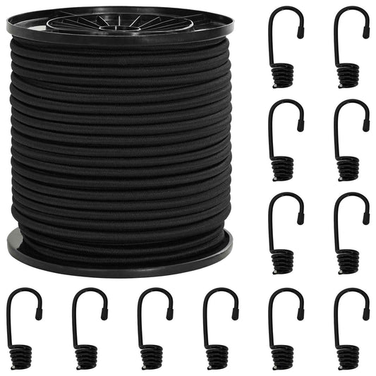 vidaXL Σχοινιά Bungee με Γάντζους 6 mm Μαύρο PP και καουτσούκ