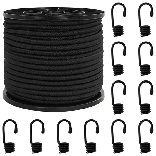vidaXL Σχοινιά Bungee με Γάντζους 8 mm Μαύρο PP και καουτσούκ