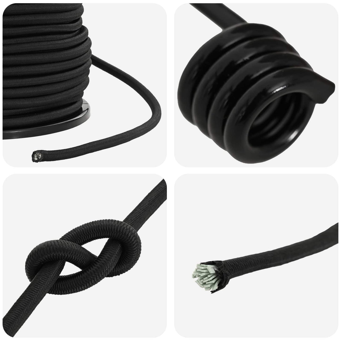 vidaXL Σχοινιά Bungee με Γάντζους 8 mm Μαύρο PP και καουτσούκ