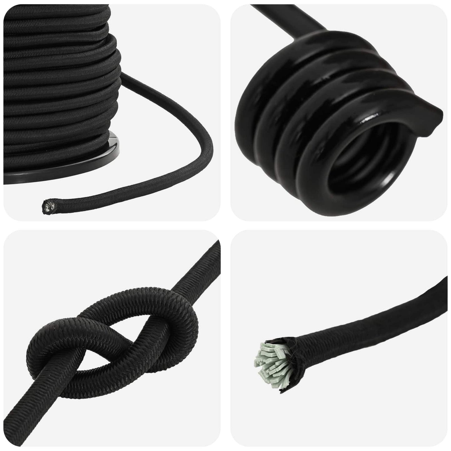 vidaXL Σχοινιά Bungee με Γάντζους 10 mm Μαύρο PP και καουτσούκ