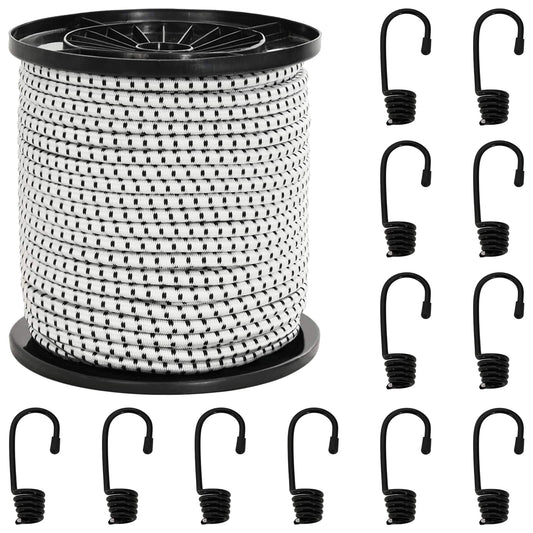 vidaXL Σχοινιά Bungee με Γάντζους 4 mm Μαύρο και Λευκό