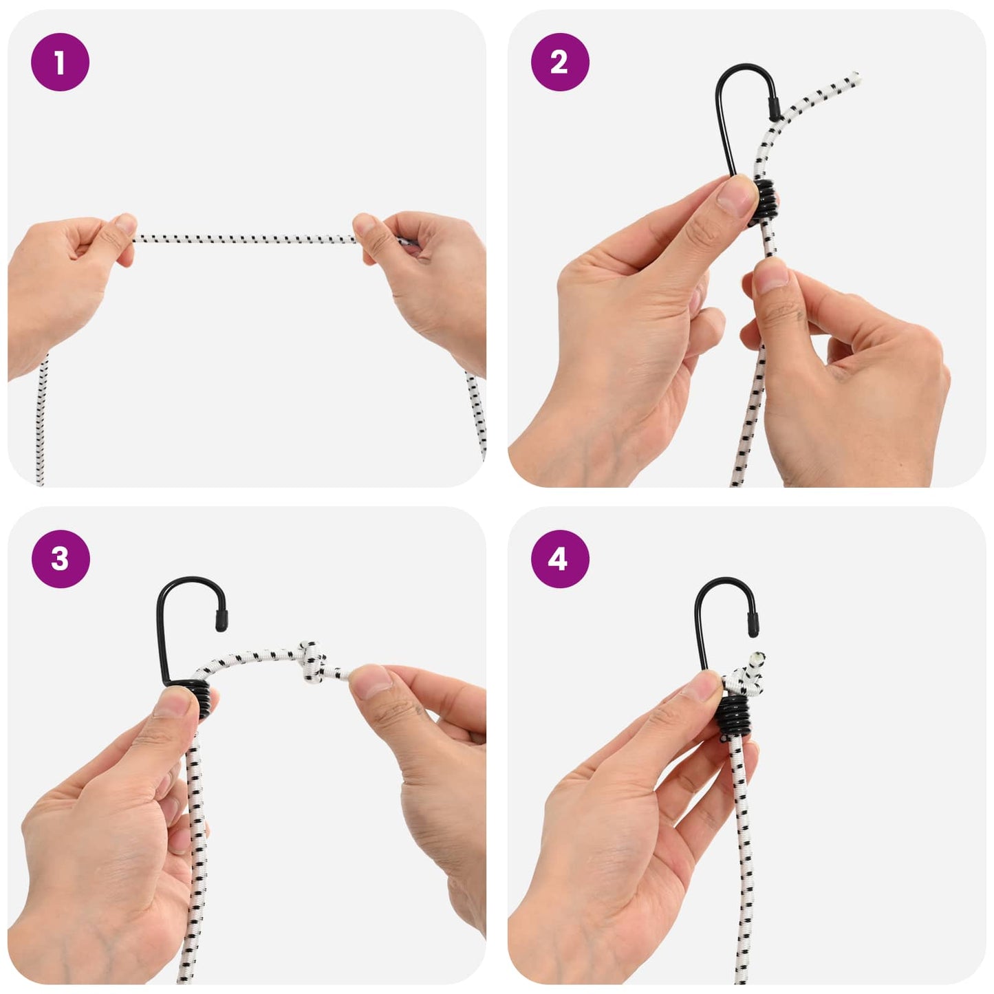 vidaXL Σχοινιά Bungee με Γάντζους 4 mm Μαύρο και Λευκό