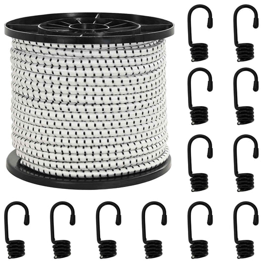 vidaXL Σχοινιά Bungee με Γάντζους 8 mm Μαύρο και Λευκό
