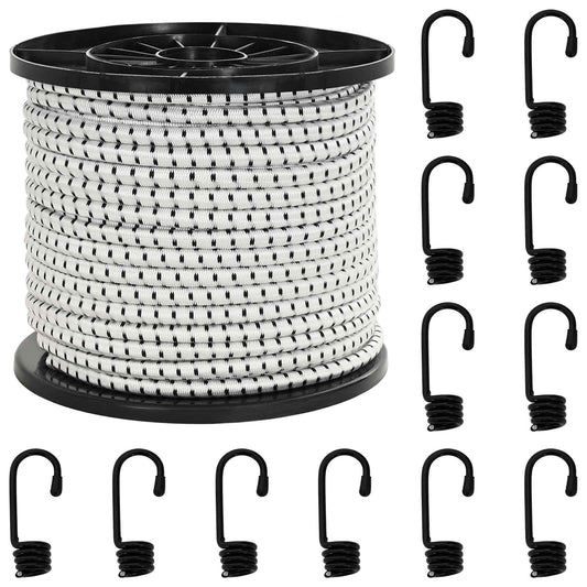 vidaXL Σχοινιά Bungee με Γάντζους 10 mm Μαύρο και Λευκό