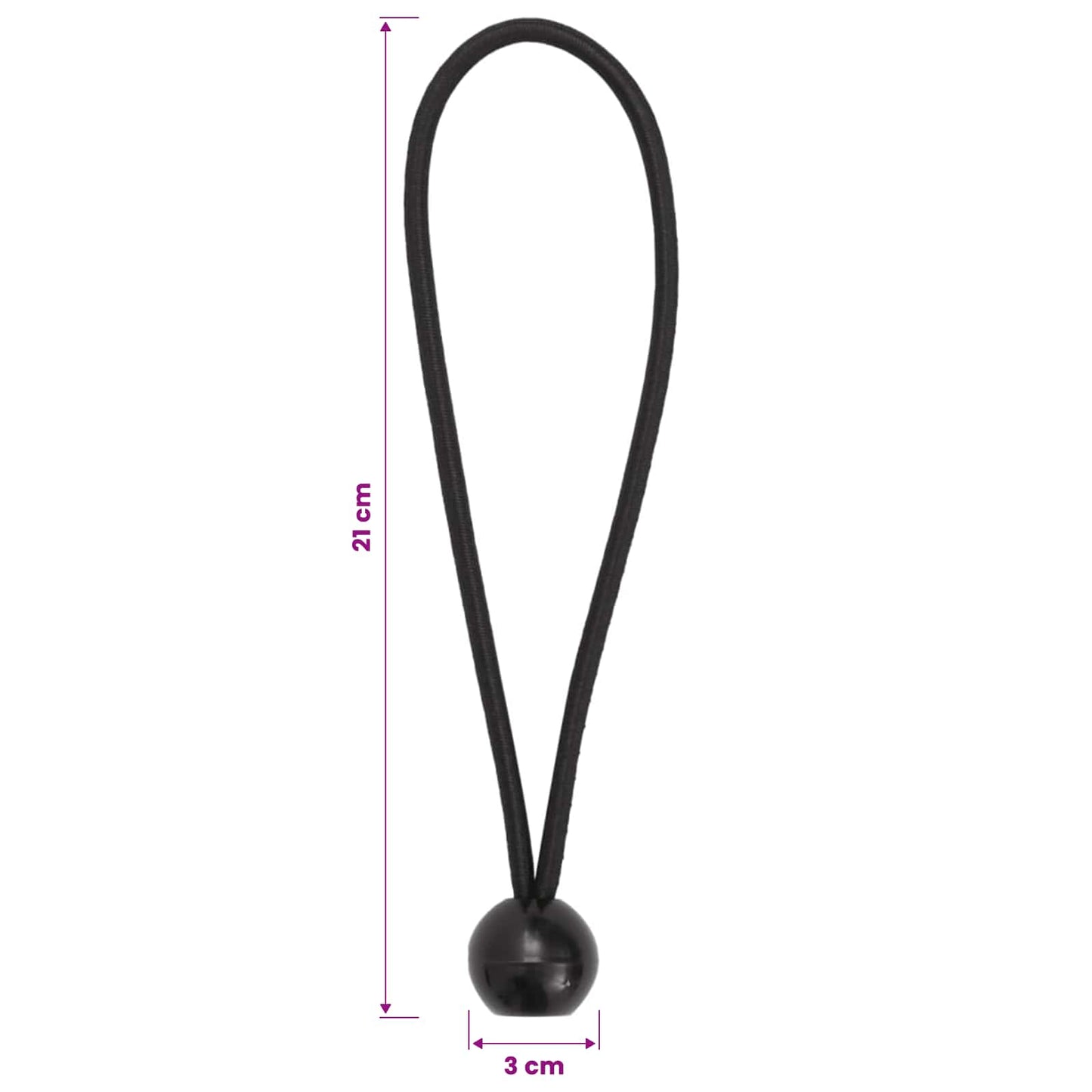 vidaXL Κορδόνια Bungee με Μπάλες 100 τεμ. Μαύρο Πολυπροπυλένιο