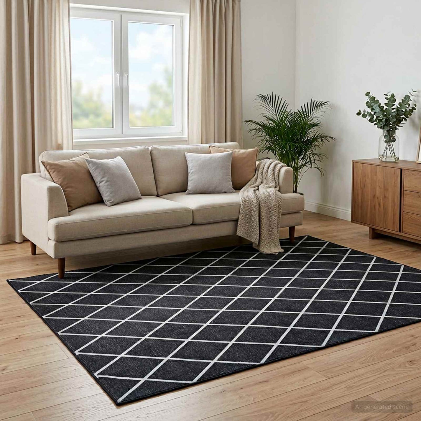 vidaXL Χαλί ORIZ Μαύρο διαμαντένιο σχέδιο 300 x 400 cm