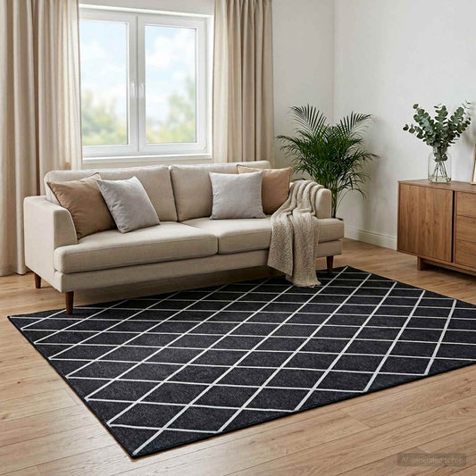vidaXL Χαλί ORIZ Μαύρο διαμαντένιο σχέδιο 160 x 160 cm