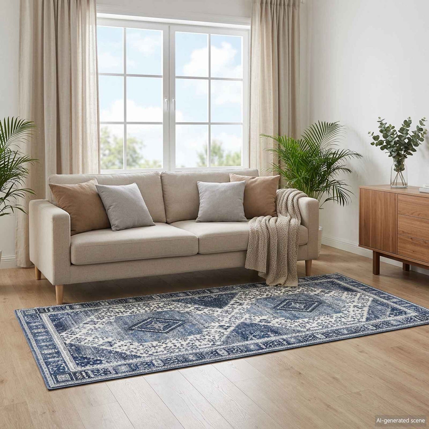 vidaXL Χαλί ORIZ Σκούρο Μπλε 80 x 200 cm 100% Πολυεστέρας