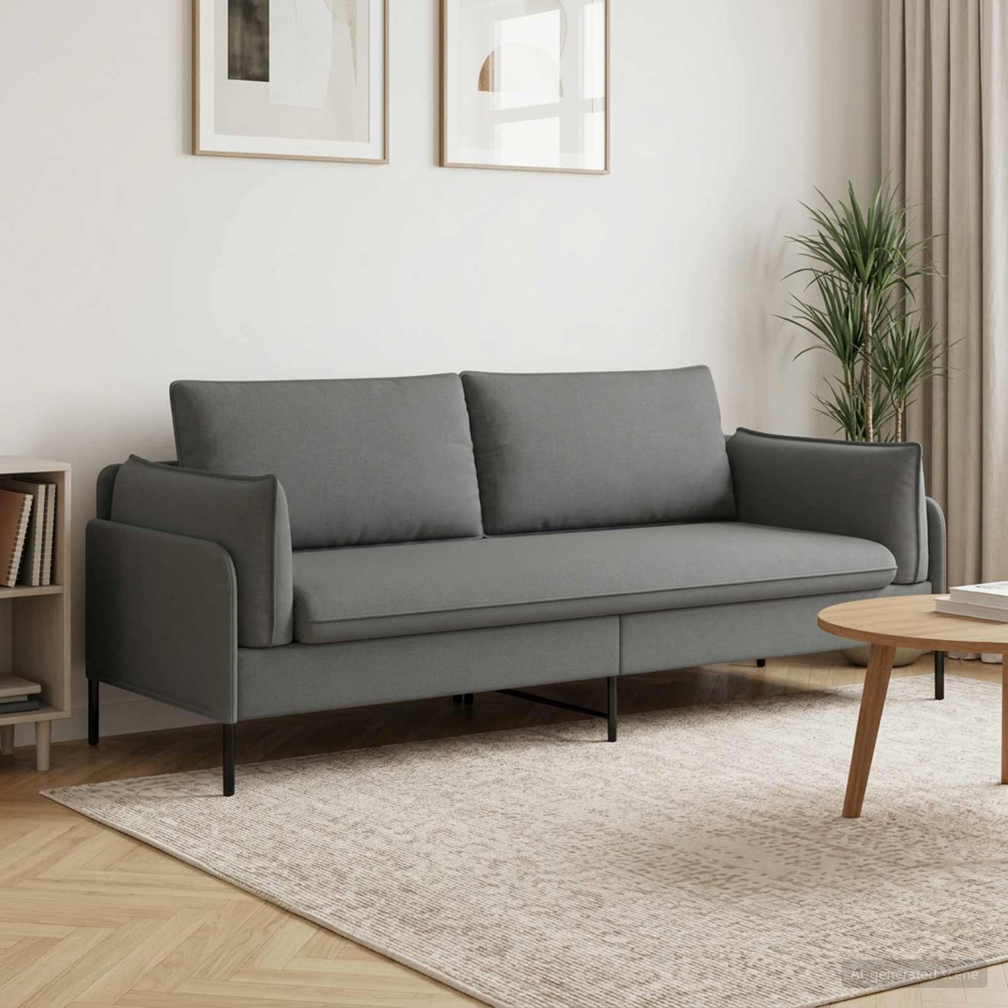 vidaXL 3-Θέσιος καναπές Σκούρο Γκρι 222 x 81 x 89 εκ. Ύφασμα
