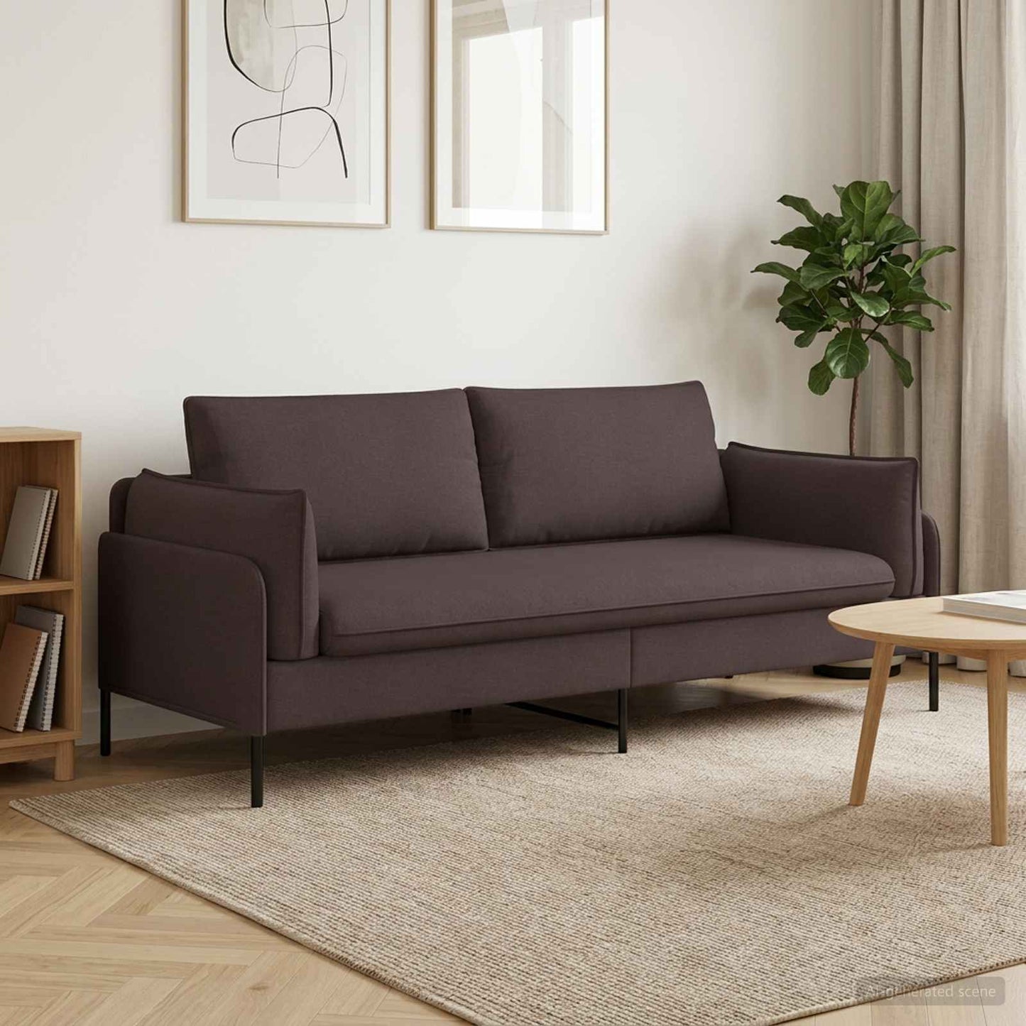 vidaXL 3-Θέσιος καναπές Σκούρο Καφέ 222 x 81 x 89 εκ. Ύφασμα