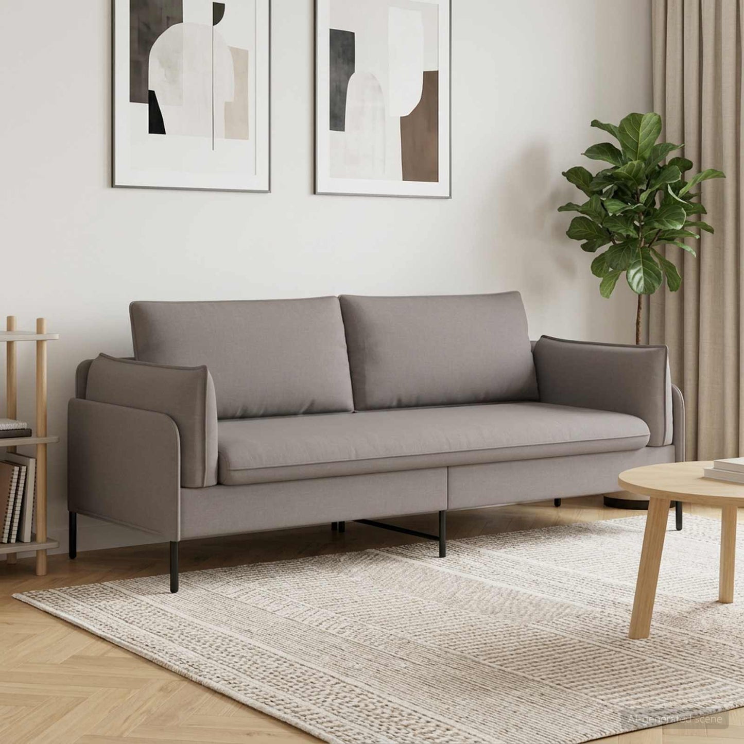 vidaXL 3-Θέσιος καναπές Taupe 222 x 81 x 89 εκ. Ύφασμα