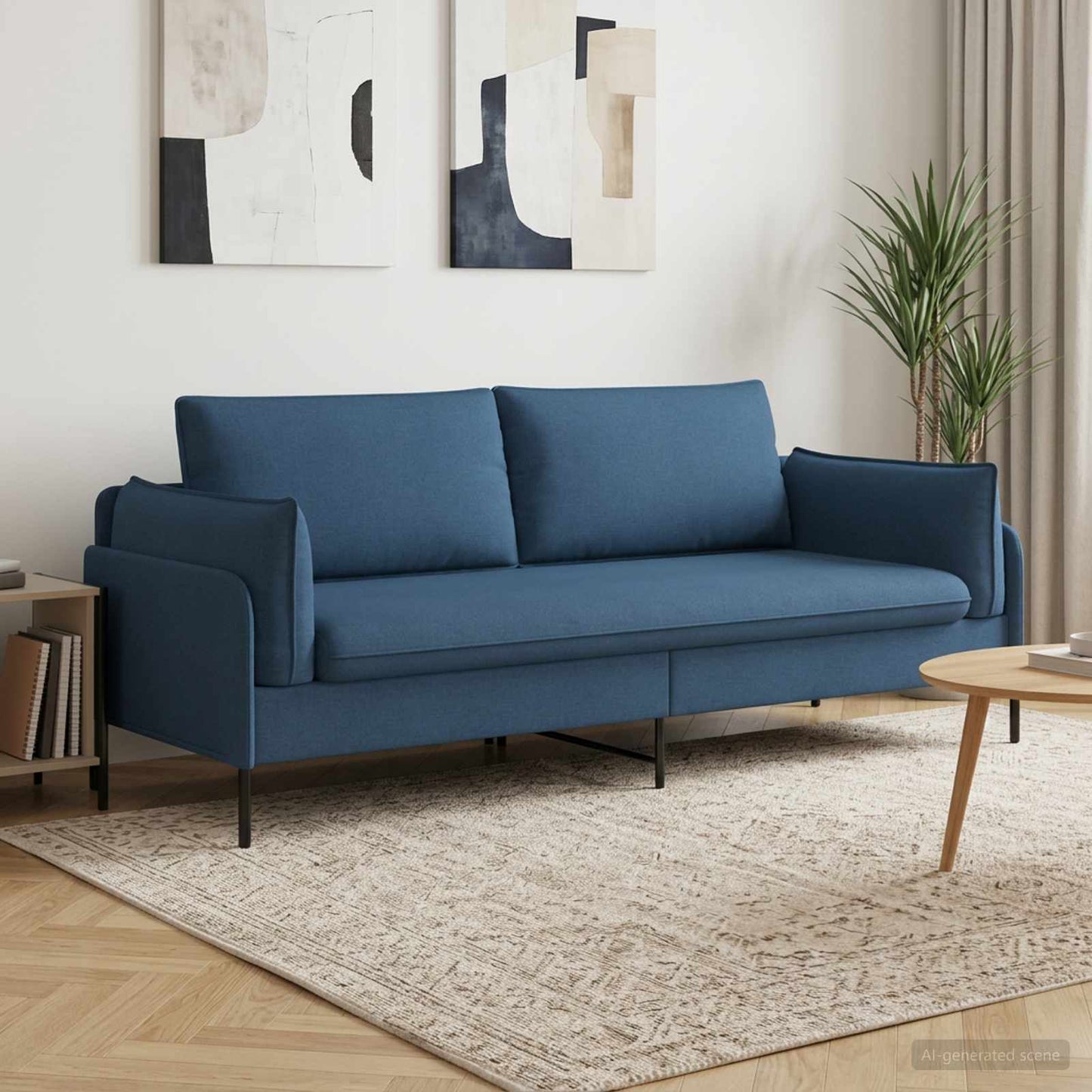 vidaXL 3-Θέσιος καναπές Μπλε 222 x 81 x 89 εκ. Ύφασμα