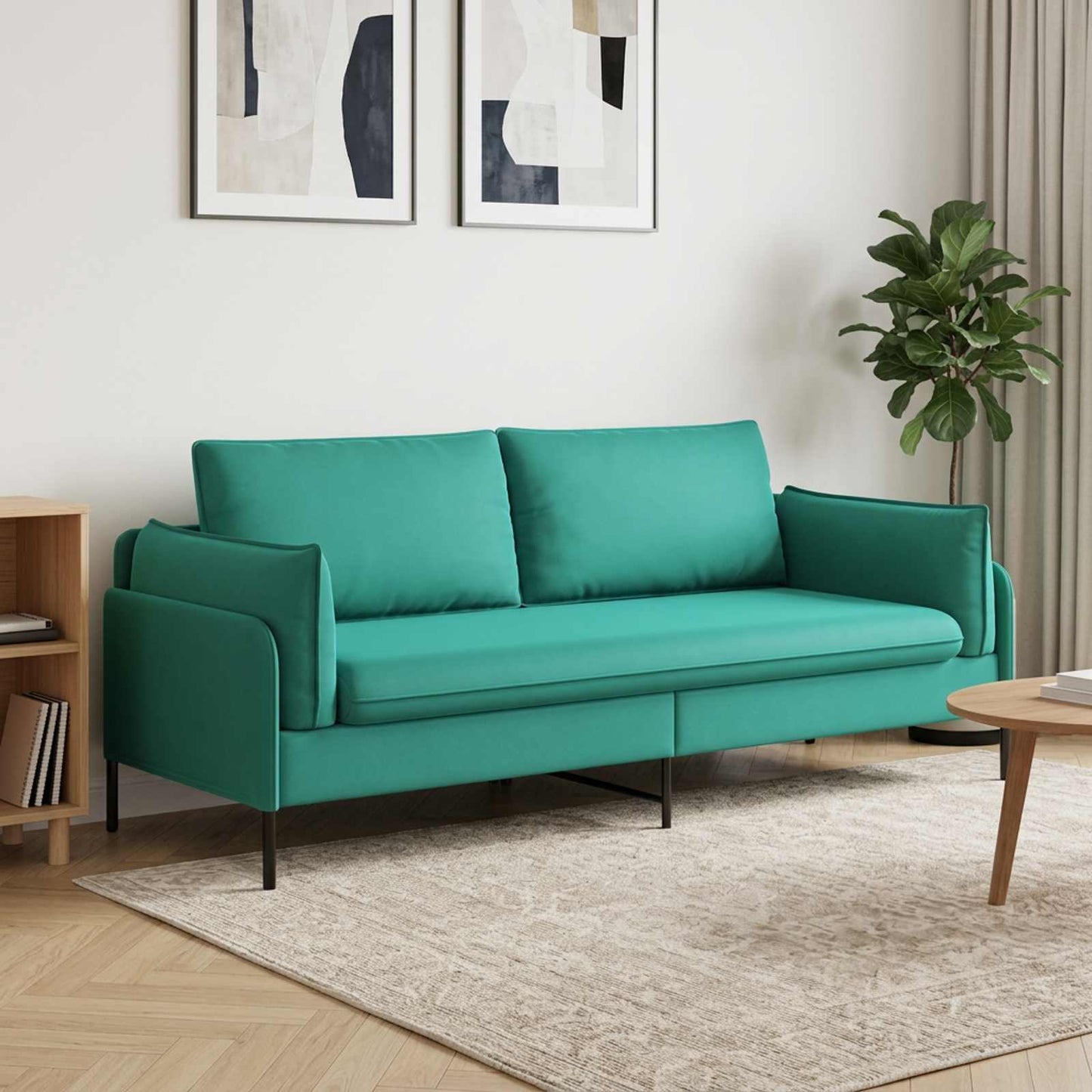 vidaXL 3-Θέσιος καναπές Τιρκουάζ 222 x 81 x 89 εκ. Βελούδο