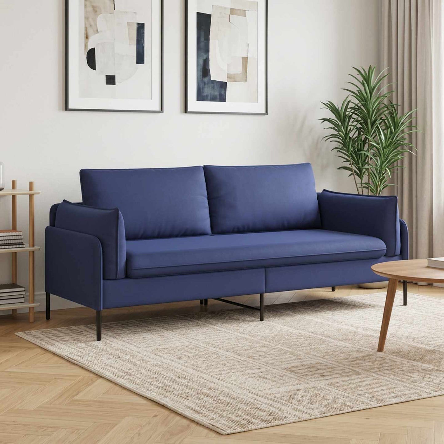 vidaXL 3-Θέσιος καναπές Μπλε Αστυνομίας 222 x 81 x 89 εκ. Βελούδο