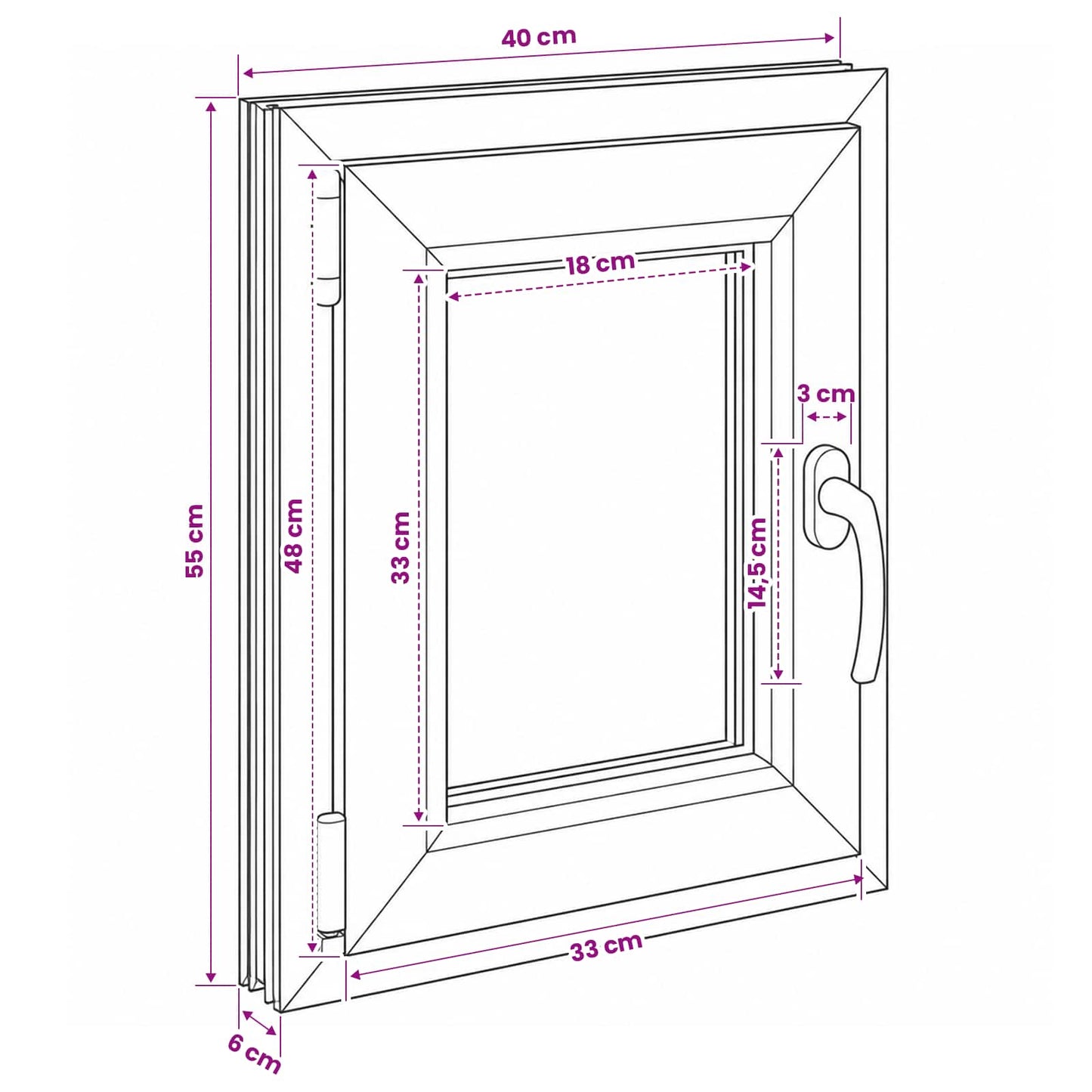 vidaXL Παράθυρο Κάτω Στρώματος RISOR 40 x 55 cm PVC και Γυαλί