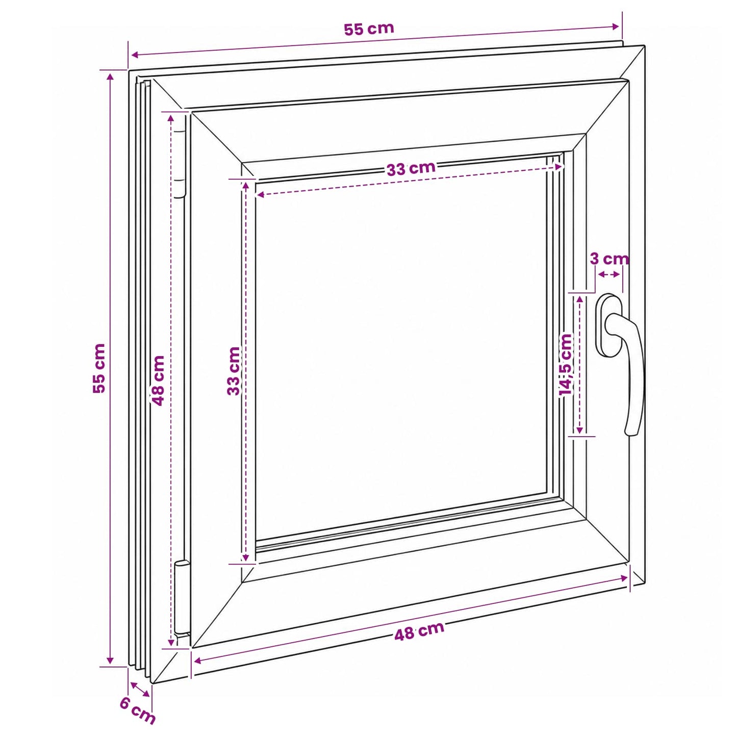 vidaXL Παράθυρο Κάτω Στρώματος RISOR 55 x 55 εκ PVC και Γυαλί